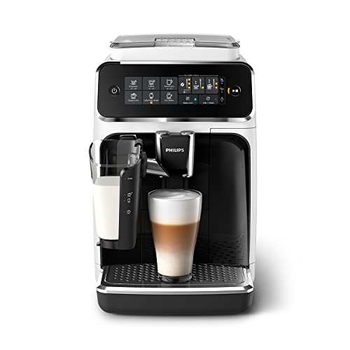 Philips 3200 Series Macchina da Caffè Automatica - Montalatte LatteGo, 5 Bevande, Display Touch Intuitivo, Bianco (EP3243 50)