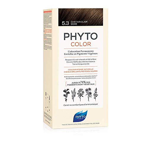 Phyto Phytocolor 5.3 Castano Chiaro Dorato Colorazione Permanente senza Ammoniaca, 100 % Copertura Capelli Bianchi