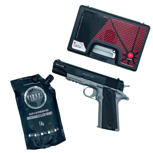 Pistola da Softair Cybergun Colt M1911 a Molla Colore Dual Tone Nero Silver Materiale Polimerico Kit Con Valigetta Pallini da 1 Kg da 0,20 25g