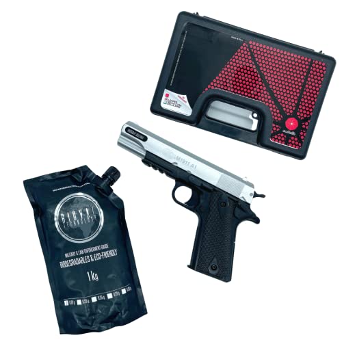 Pistola Per Softair Cybergun Colt 1911 METAL SLIDE a Molla Colore Dual Tone Nero Silver Materiale Polimerico Kit Con Valigetta Pallini da 1 Kg da 0,20 25g