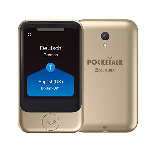 POCKETALK S  traduttore vocale e video Oro - dispositivo di traduzione bidirezionale con Sim dati globali integrata, funziona in oltre 130 paesi, supporta 82 lingue