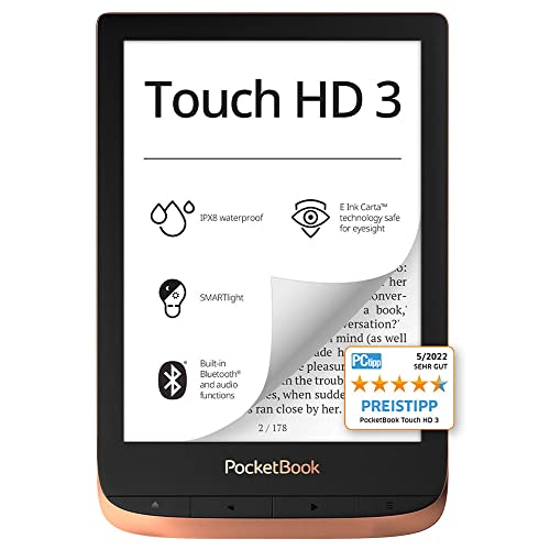PocketBook e-Book Reader  Touch HD 3  (16 GB di memoria; Display E-Ink Carta da 6  (15,24 cm), SMARTlight; Wi-Fi; Bluetooth), in rame Spicy