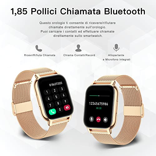 Popglory 1.85  Smartwatch Chiamate e Risposta Bluetooth, 23 Sport O...