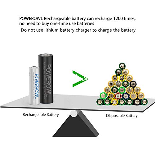 POWEROWL AA AAA Batterie ricaricabili,16 pezzi Ni-MH AA AAA combina...