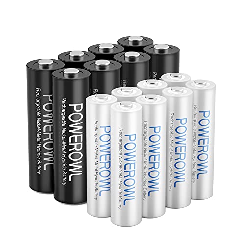 POWEROWL AA AAA Batterie ricaricabili,16 pezzi Ni-MH AA AAA combina...