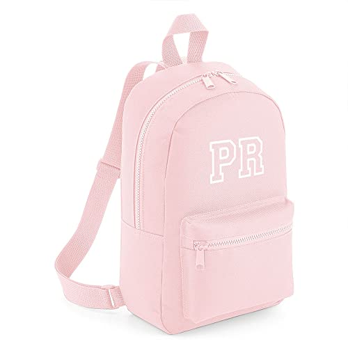 PR Service Zaino Donna mini essential fashion backpack personalizzato con iniziali ,nome poiestere 100% 23x35x12 (Rosa)