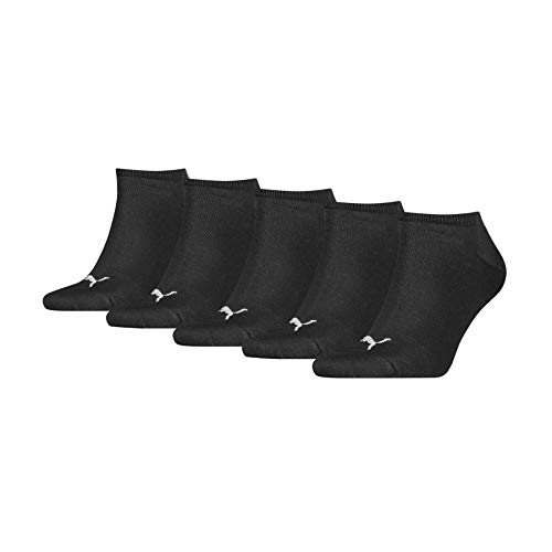 PUMA Plain Sneaker-Trainer Socks (5 Pack) Calzini, Black, 35-38 (Pacco da 5) Unisex-Adulto