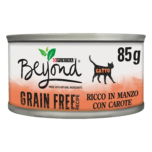 Purina Beyond Grain Free Umido Gatti Manzo e Carote, 12 Lattine da 85 g
