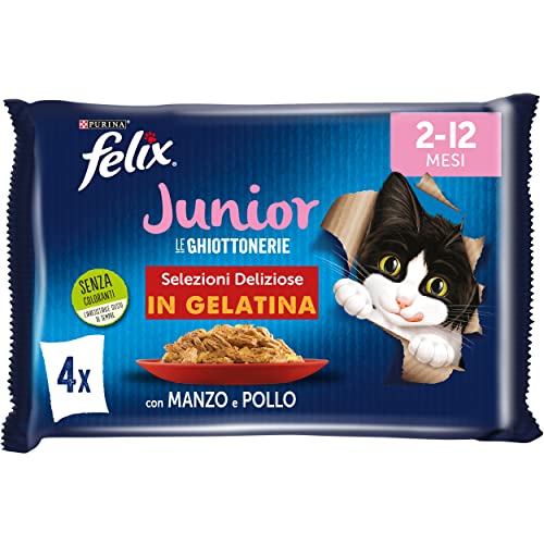 Purina Felix Le Ghiottonerie Cibo Umido per Gatti Junior con Manzo ...