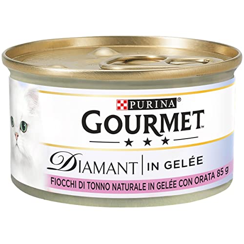 Purina Gourmet Diamant Umido Gatto Fiocchi di Tonno in Gelée con Orata, 24 lattine da 85g