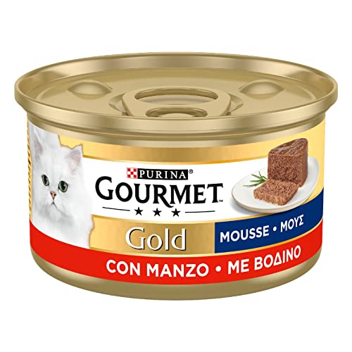 Purina Gourmet Gold Mousse Cibo Umido per Gatti con Manzo, 24 Latti...