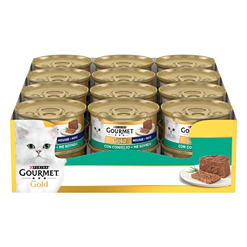 Purina Gourmet Gold Mousse Umido Gatto con Coniglio 24 Lattine da 85g Ciascuna