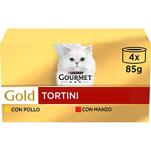Purina Gourmet Gold Tortini Cibo Umido per Gatti con Manzo e Pollo, 48 Lattine da 85g