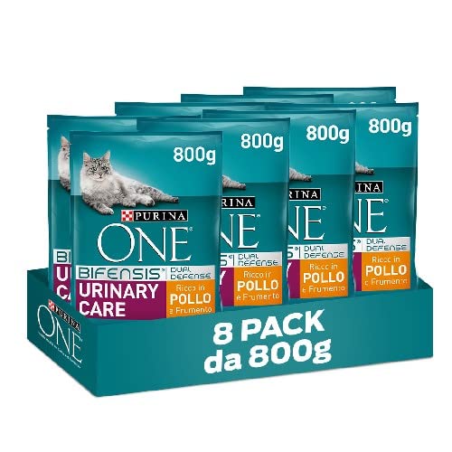 Purina One Bifensis Urinary Care Croccantini per Gatti Adult con Pollo e Frumento, 8 Confezioni da 800 g