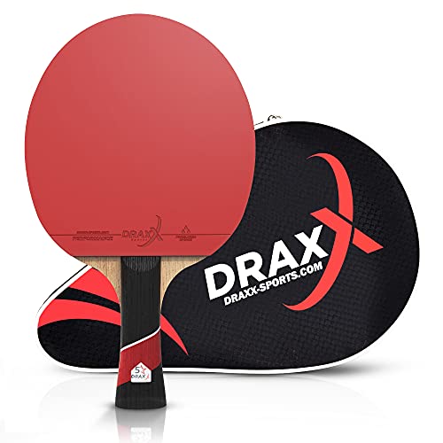 Racchetta da ping pong DRAXX PRO CARBON | 5 stelle | Racchetta da ping pong professionale per allenamento e competizione | compatibile con tutte le palline | gomma regolamentare premium