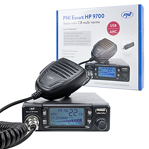 Radio CB PNI Escort HP 9700 USB, ANC, ASQ, alimentazione 12V   24V, presa accendisigari inclusa