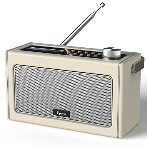 Radio Portatile DAB DAB+ & FM con Bluetooth, Radio Digitale Vintage con Batteria Ricaricabile, Radiolina Portatile Riproduzione fino a 15 Ore, Uscita Cuffie