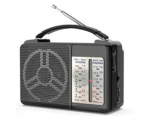 Radio Portatile, Radio Vintage, Dimensione Medio Grande 160X107X58mm, Volume Alto, Radio Tradizionale 4 Bandi AM FM SW1 SW2