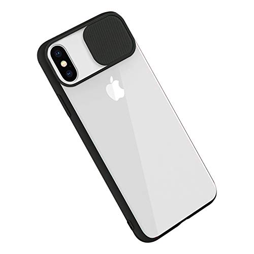 Rdyi6ba8 Cover per iPhone X XS, Custodia CamShield [Protezione Fotocamera] Traslucido Opaca Sottile Leggero Antiurto Hard PC Case per X XS - Nero