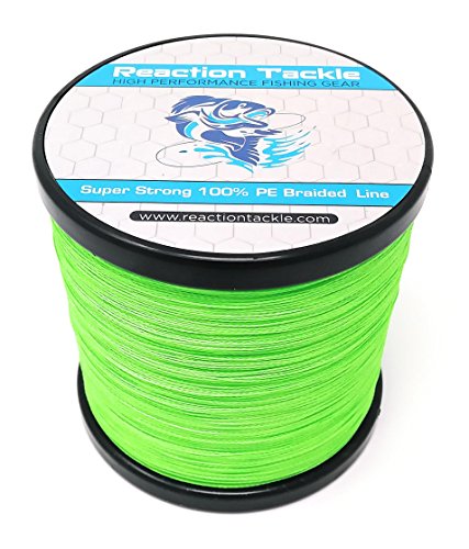 Reaction Tackle Linea Pesca Intrecciata ad Elevate Prestazioni (Vari Colori) Verde Fluorescente 20LB (1000 Yards)