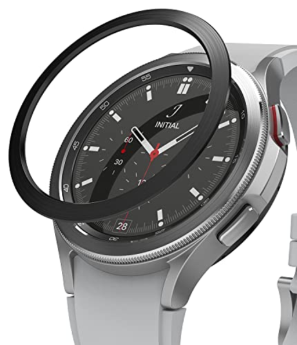 Ringke Bezel Styling Compatibile con Cover Samsung Galaxy Watch 4 Classic 46mm, Ghiera Anti Graffio Stainless Steel Adesiva Accessorio - Black (46-05)