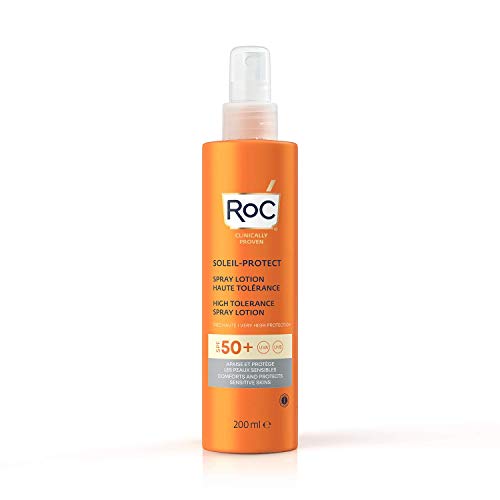 RoC - Soleil-Protect Lozione Spray Alta Tolleranza SPF 50 - Crema Solare Non Grassa - Alta Protezione - Ipoallergenica - Resistente all Acqua - 200 ml