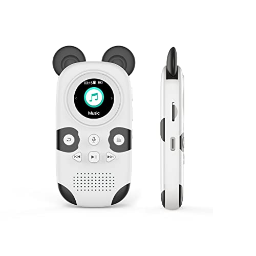 RUIZU Lettore MP3 con Altoparlante per Bambini Cute Panda Schermo TFT da 1.5 Pollici Supporto da 16 GB Scheda TF da 64 GB Bluetooth 5.0 Lettore MP3 Radio FM Sveglia Contapassi Registratore