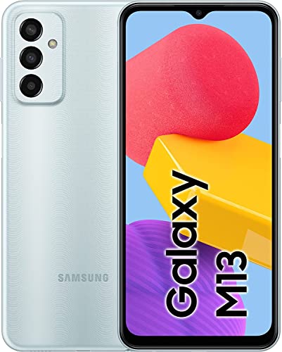Samsung Galaxy M13, smartphone Android, display Infinity-V TFT da 6,6 pollici, batteria da 5.000 mAh, 4 GB di RAM 64 GB di memoria, Dual SIM, colore azzurro