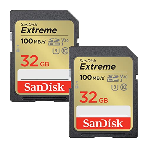 SanDisk Schede SDHC Extreme da 32 GB (confezione da 2) + RescuePRO Deluxe, fino a 100 MB s, UHS-I, Classe 10, U3, V30