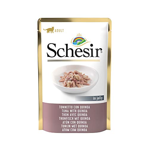 Schesir, Cibo Umido per Gatti Adulti al Gusto Tonnetto e Quinoa, in Morbida Gelatina - Totale 1,7 kg (20 Buste da 85G)