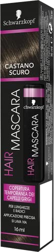 Schwarzkopf Hair Mascara, Mascara Temporaneo per Capelli, Copertura Temporanea dei Capelli Grigi, Colore Castano Scuro, Formato da 16 ml