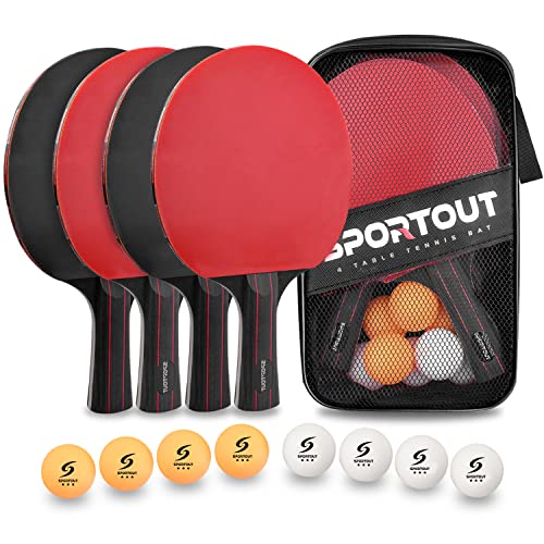 Set da Ping Pong,Professionale Tennis da Tavolo Racket Set con 4 Pagaia da Ping Pong, 8 Palline da Ping Pong