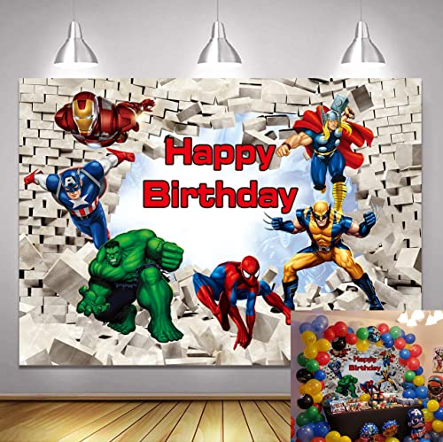 Sfondo di supereroi Ragazzi Contento Compleanno Sfondo per feste Ca...