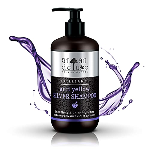 Shampoo Antigiallo Argan Deluxe in qualità professionale 300 ml - Shampoo Silver - aiuto efficace contro riflessi gialli attraverso l effetto NoYellow