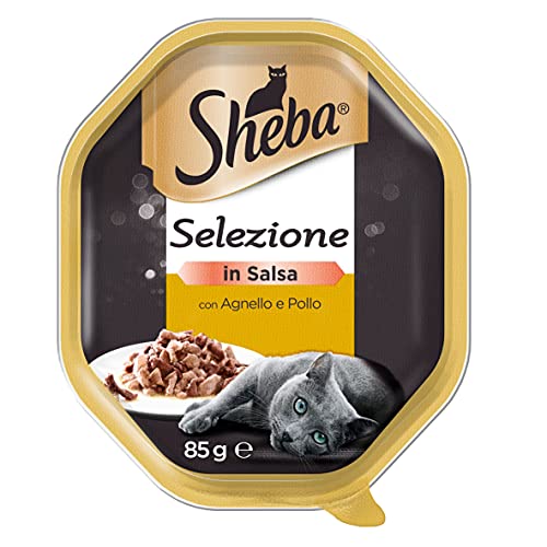 Sheba Selezione in Salsa con Gustoso Agnello e Pollo 85 g - Cibo per Gatto - 22 Confezioni
