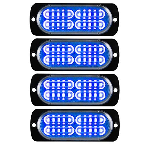 Sidaqi 4X Di Alta Intensità 20 LED Estremamente Bright Blu LED Emergenza Pericolo Strobe Spia Luci di Avvertimento Lampeggiatori 12V Impermeabile per Rimorchio Camion Caravan