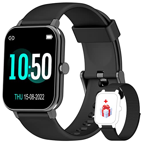 Smartwatch Uomo Donna Impermeabile IP68, Smart Watch Donna Uomo con Ossimetro (SpO2) Contapassi Frequenza Cardiaca Calorie Sonno Notifica Messaggio, Schermo 1,69  per iOS e Android (2 Cinturini)