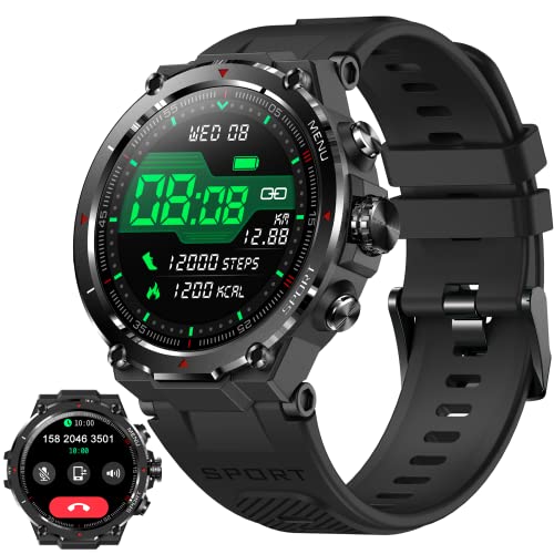 Smartwatch Uomo Orologio Fitness Tracker con Risposta Chiamate Vocale AI Cardiofrequenzimetro SpO2 Monitor Sonno Contapassi Notifiche Messaggi 1,32  HD Smart Watch Militare Sportivi per Android iOS