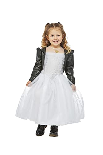 SMIFFYS 51525M - Costume Tiffany, con licenza ufficiale, da sposa di Chucky, per ragazze, in bianco e nero, età M, 7-9 anni