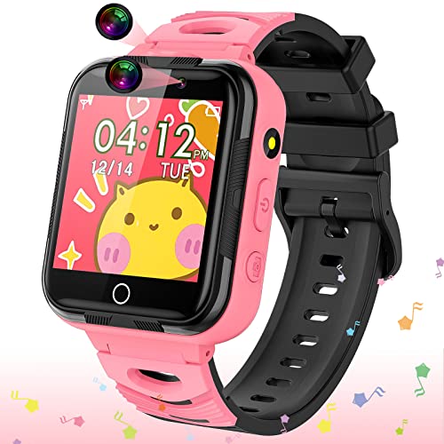 Smooce Smartwatch Bambini Telefono, 24 Giochi Musica Orologio Smartwatch Bambini con 14 Chiamate a Tema Stile Doppia Fotocamera Registratore Torcia Video Sveglia per Ragazzi Ragazze(pink)