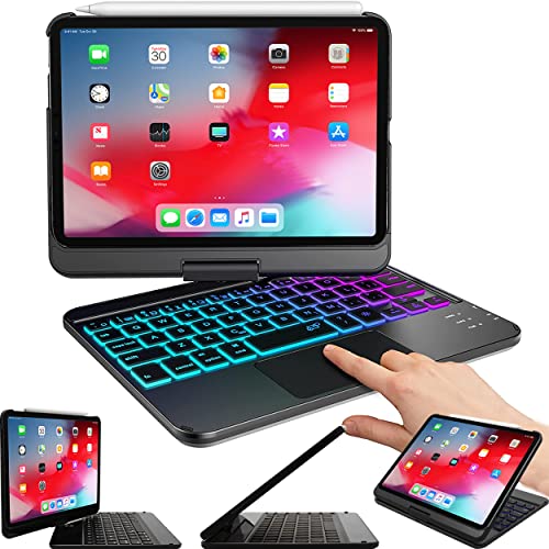 Snugg Custodia per tastiera per iPad Mini 6 (2021-6a generazione), touchpad retroilluminato wireless Bluetooth iPad Mini custodia per tastiera 2021 tastiera girevole a 360 gradi per iPad Mini 6 - nero