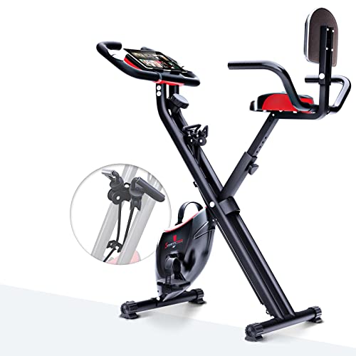 Sportstech Fitness Exercise Bike con Console-LCD & Sistema Pull Strap | Marchio di qualità Tedesca | Cyclette con Sedile Comfort & Sensori del Palmo | Bicicletta Pieghevole da casa | X100-B