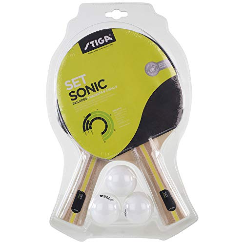 Stiga Sonic, Racchetta da Ping Pong e Set Palle Unisex-Adulto, Nero Rosso