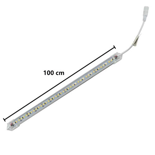 Striscia 144 LED barra luminosa rigida profilo in alluminio 1 mt 12V sottopensile cucina copertura trasparente luce bianco freddo caldo naturale (Luce bianca fredda)