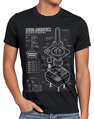 style3 2600 VCS Console Videogiochi Cianografica T-Shirt da Uomo Joystick retrogaming, Dimensione:M, Colore:Nero
