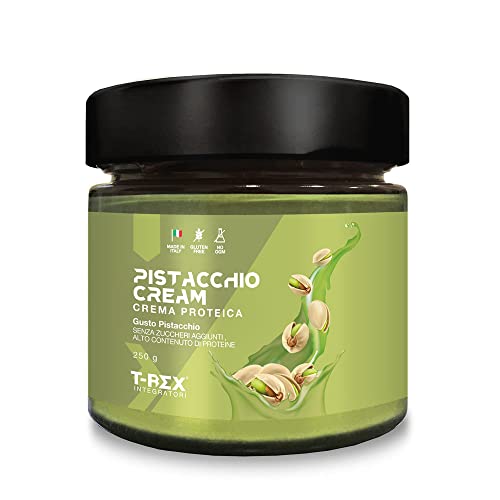 T-Rex Integratori Crema Proteica Spalmabile Pistacchio Cream 250g Con il 23% di Proteine del Siero Latte con Zero Zuccheri. Senza olio di palma T-REX (Pistacchio)