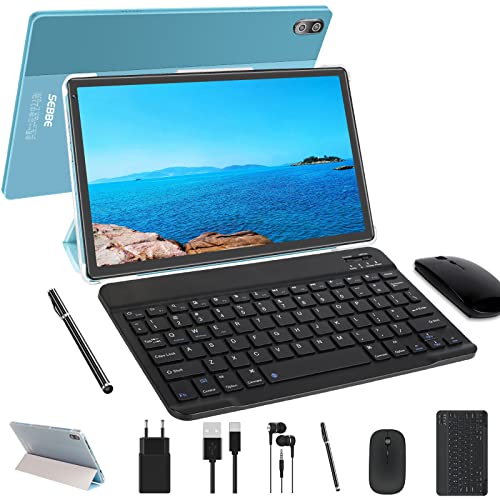 Tablet 10.36 Pollici SEBBE Tablet Android 11 OS Processore Octa-Core, 4GB RAM+64GB ROM(TF 128GB), 1332 * 800 IPS HD 8MP+5MP 8000mAh Bluetooth WiFi, Tablet con Tastiera & Mouse - Blu