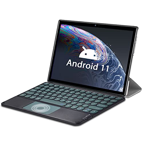 Tablet 10 Pollici Android 11, 6 GB RAM + 64 GB ROM TF 512 GB, Octa-Core, 4G LTE Tablet con Tastiera in Offerta, Display HD IPS, 7000 mAh, 5G & 2.4G WiFi, Dual SIM, 5+8 MP Fotocamera, Bluetooth, GPS