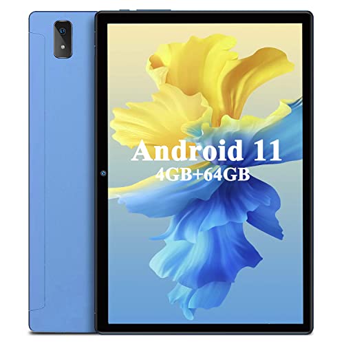 Tablet 10 Pollici con Wifi Offerte Android 11, Tablet PC 4GB RAM 64GB ROM TF 256GB Quad Core 1.8Ghz Tablet in Offerta 6000mAh Bluetooth Netflix Type-C Tablet Android(WiFi Versione),Blu