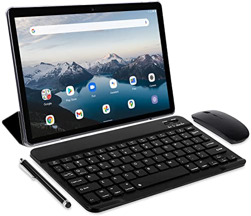 Tablet 10 Pollici TOSCiDO Android 11 Tab PC Grigio - Octa Core,4GB RAM, 64GB ROM, Dual SIM,Supporto 4G LTE e WiFi,con custodia protettiva,mouse wireless,tastiera Bluetooth,penna capacitiva